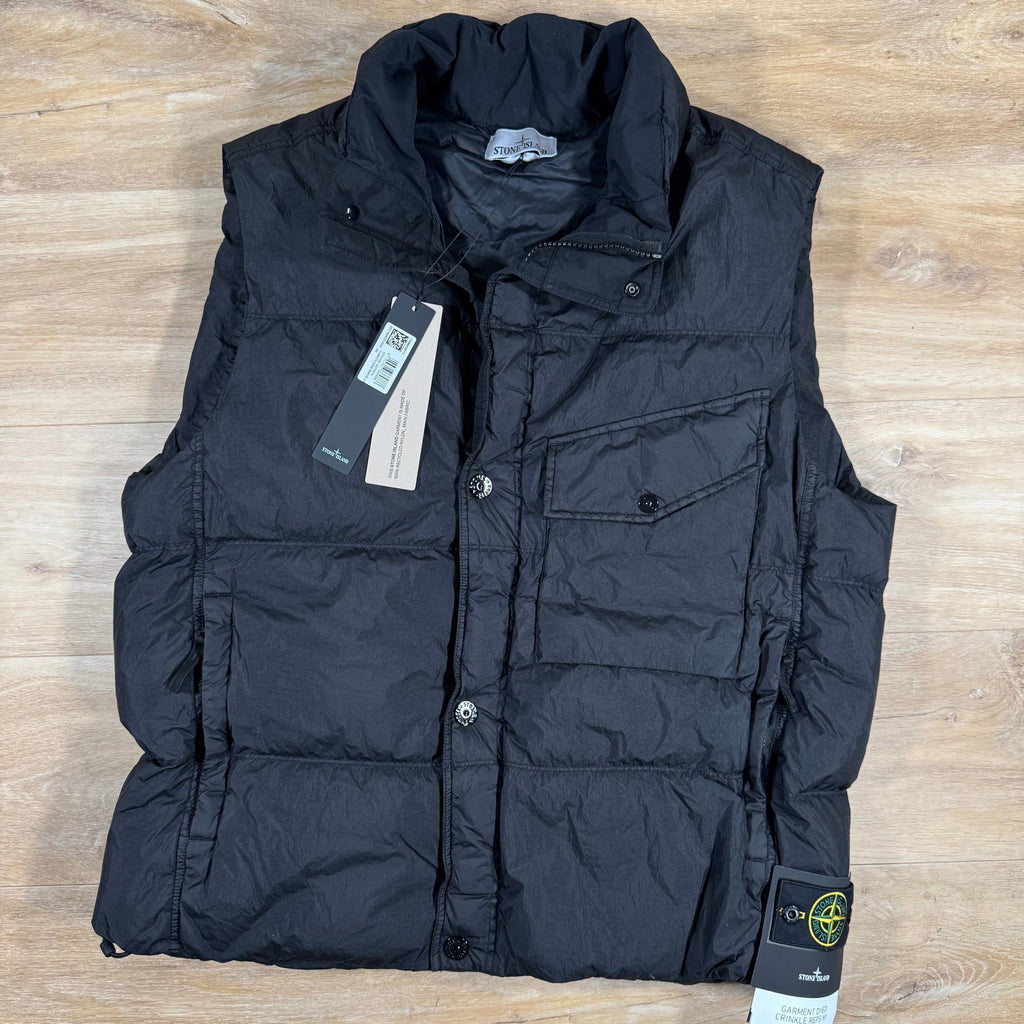 Stone Island Crinkle Reps NY Nylon Down Vest in Black