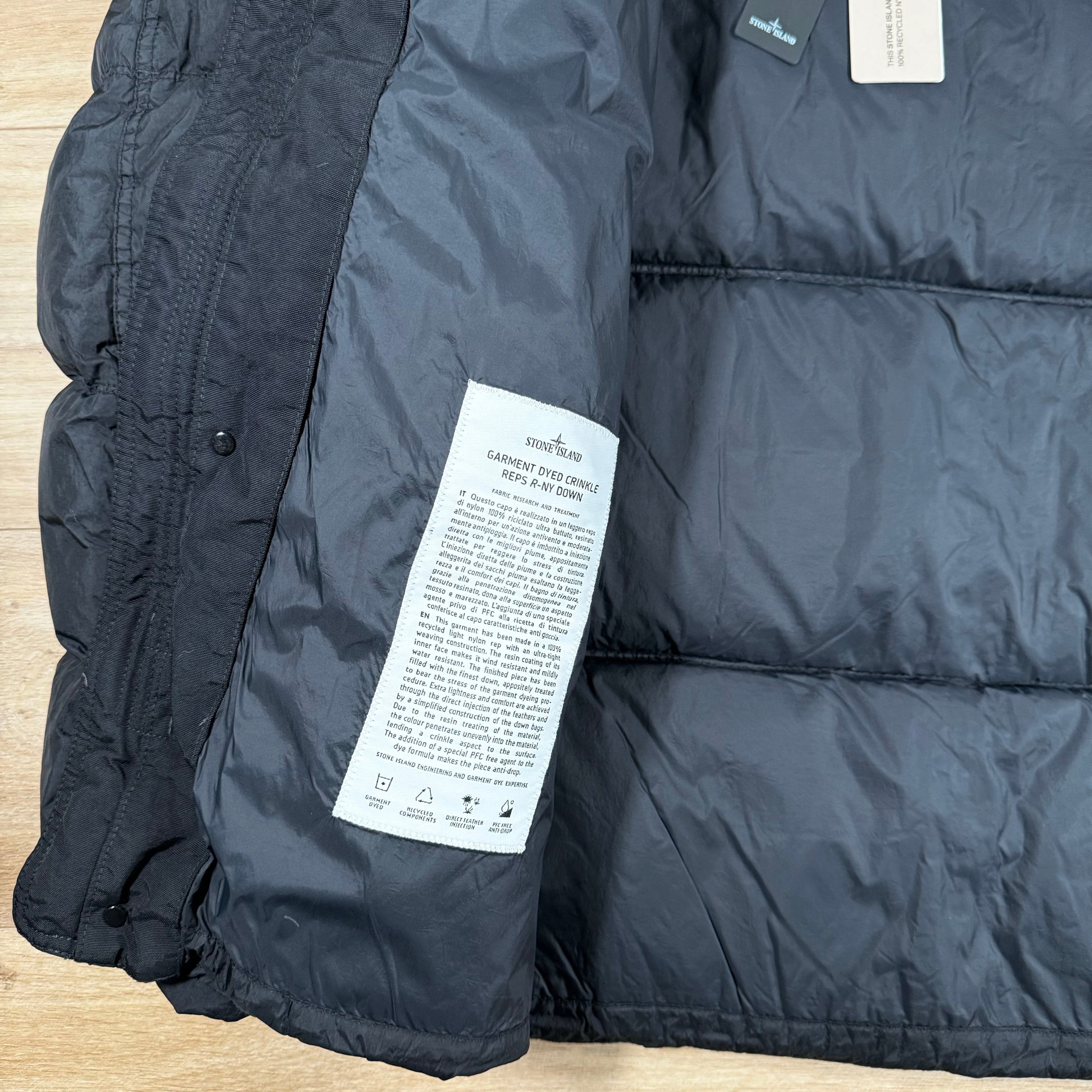 Stone Island Crinkle Reps-NY Down Jacket in Black