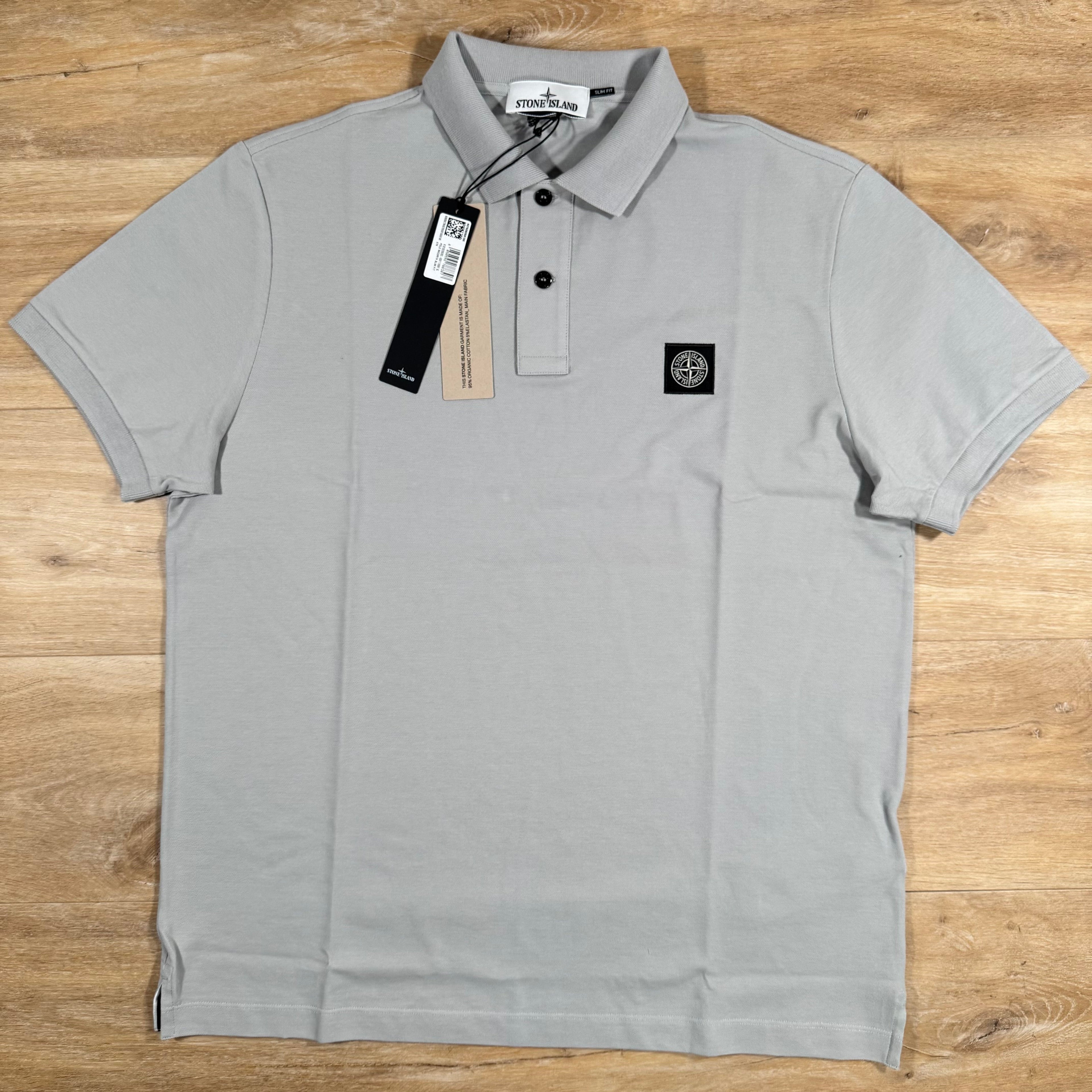 Stone Island Organic Cotton Pique Polo Shirt in Pearl Grey