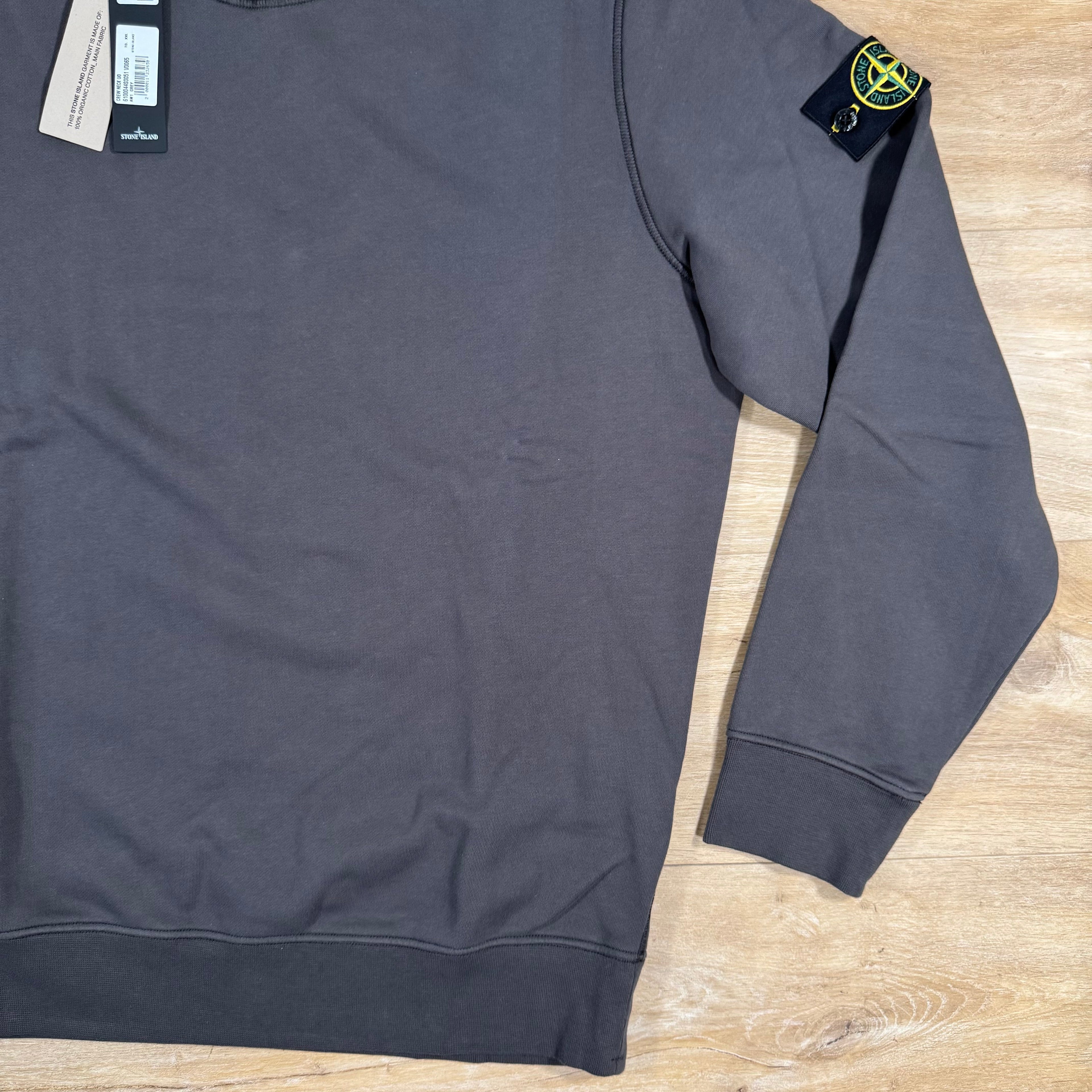 Stone Island Organic Cotton Fleece Sweatshirt in Charcoal Grey