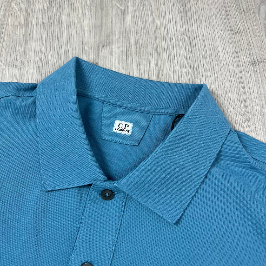 CP Company Piquet Polo Shirt - Aegean Blue