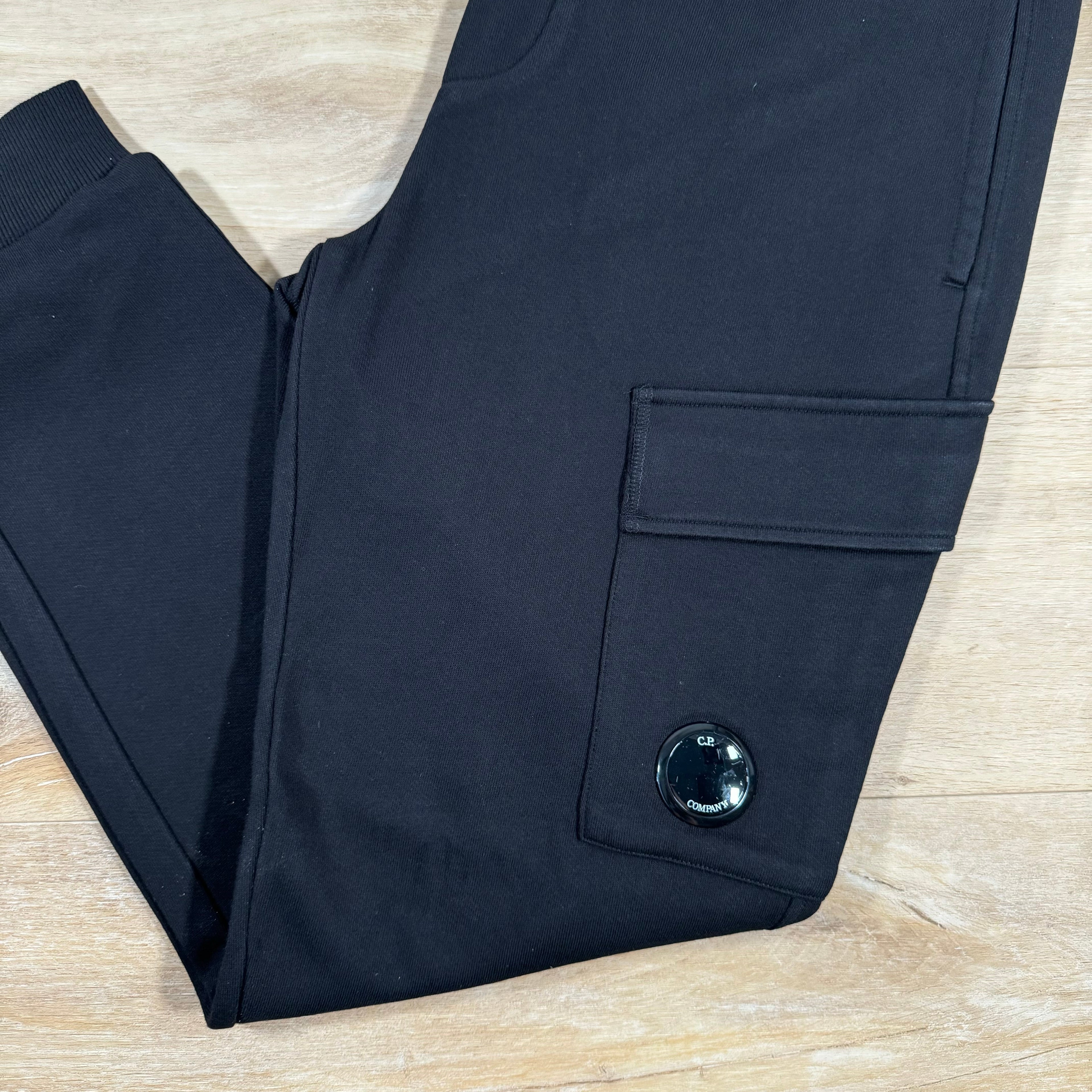 CP Company Diagonal Raised Fleece Lens Sweatpants in Black
