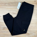 CP Company Diagonal Raised Fleece Lens Sweatpants in Black