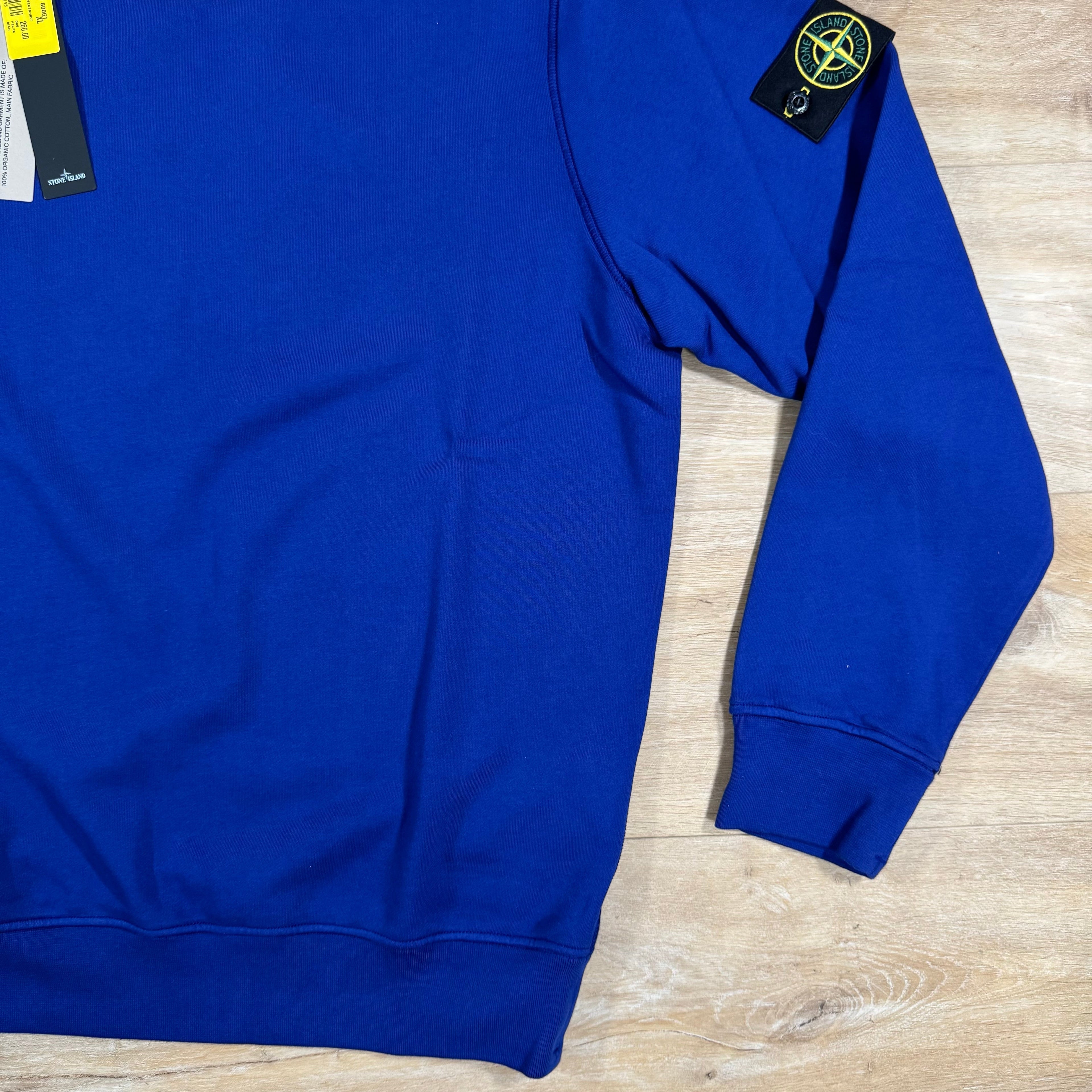 Stone Island Organic Cotton Fleece Sweatshirt in Bright Blue