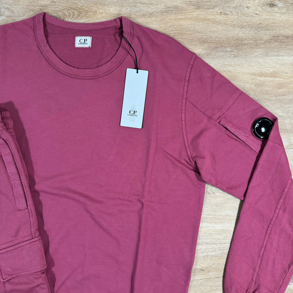 CP Company Light Fleece Lens Tracksuit in Red Bud