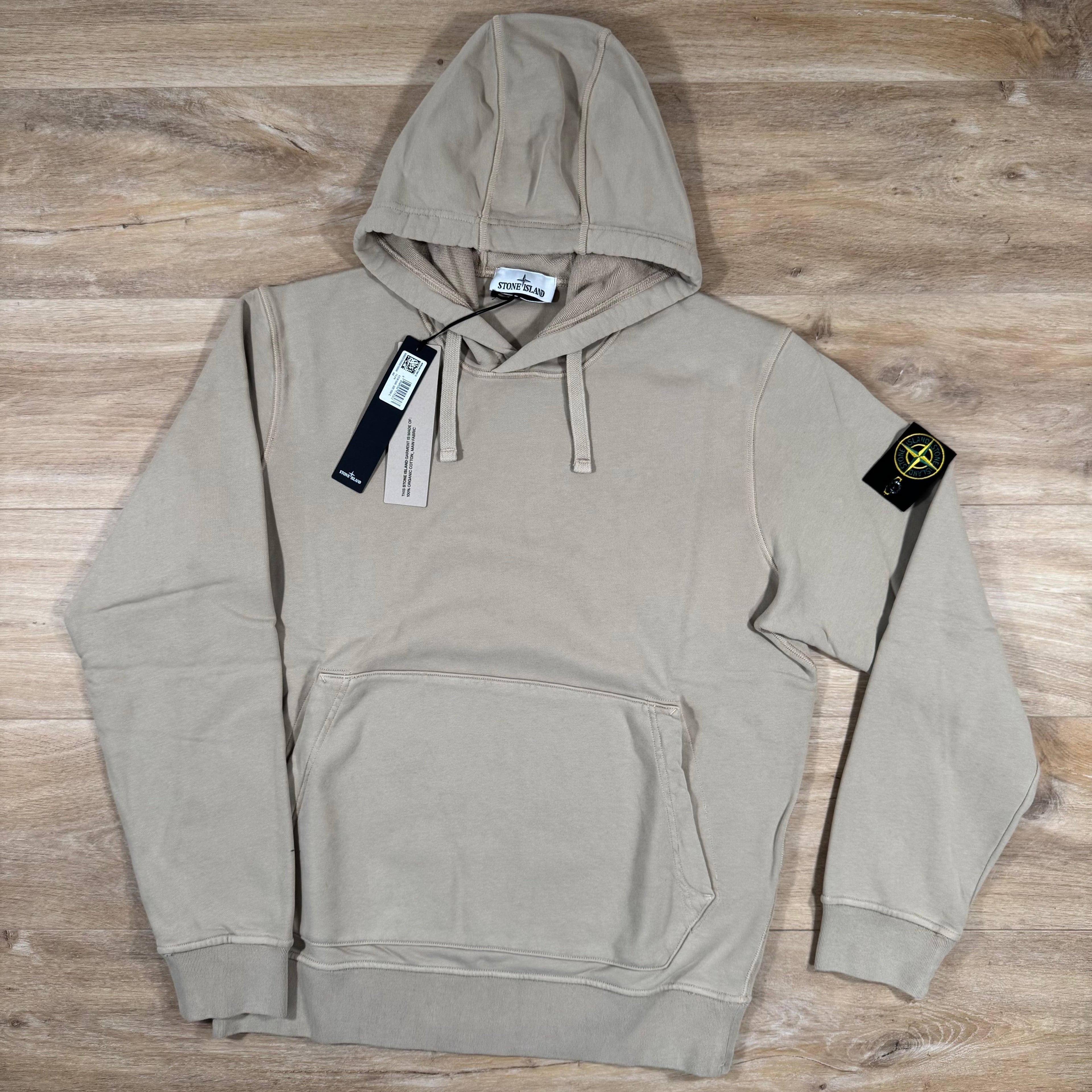 Stone Island Organic Cotton Fleece Pullover Hoodie in Desert