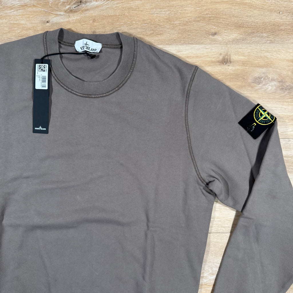 Stone Island Garment Dyed Crewneck Sweatshirt in Walnut Brown