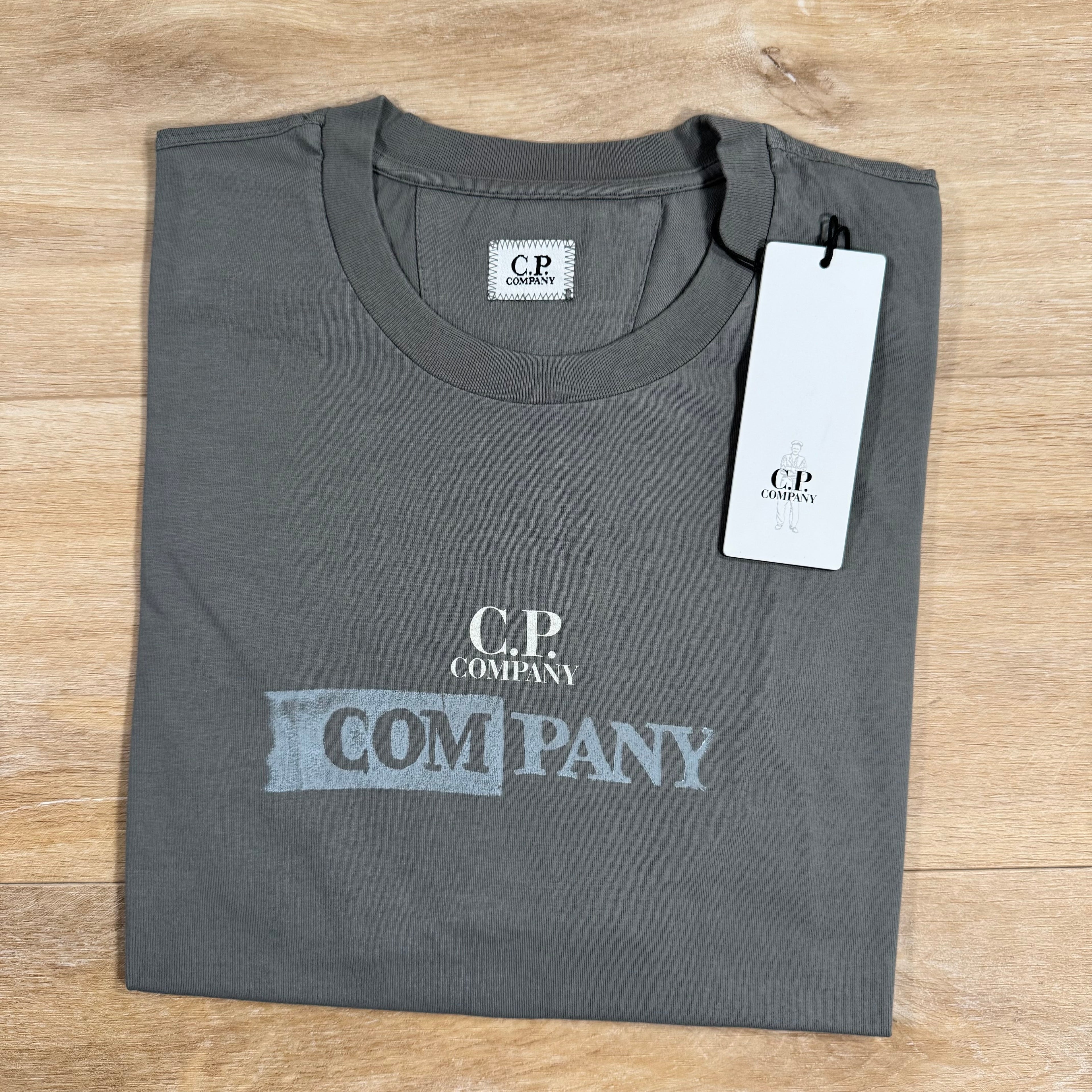 CP Company 24/1 Jersey Logo T-Shirt in Smoked Pearl - Grey