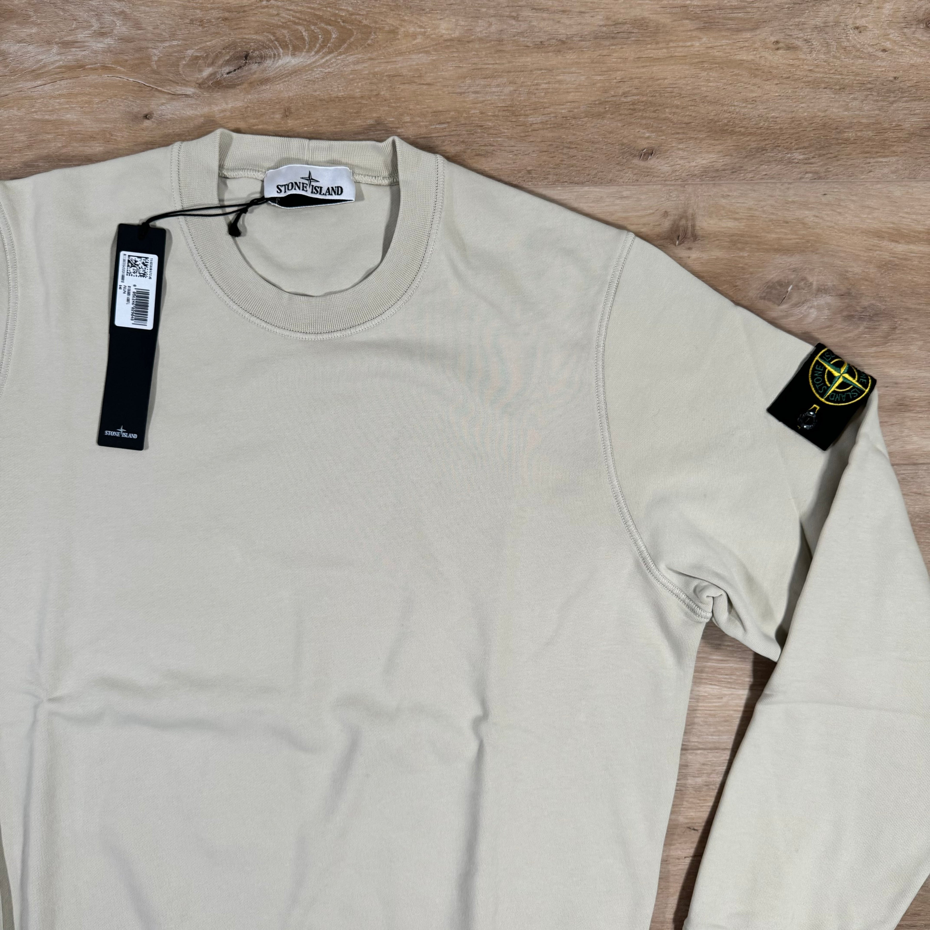 Stone Island Garment Dyed Crewneck Sweatshirt in Plaster