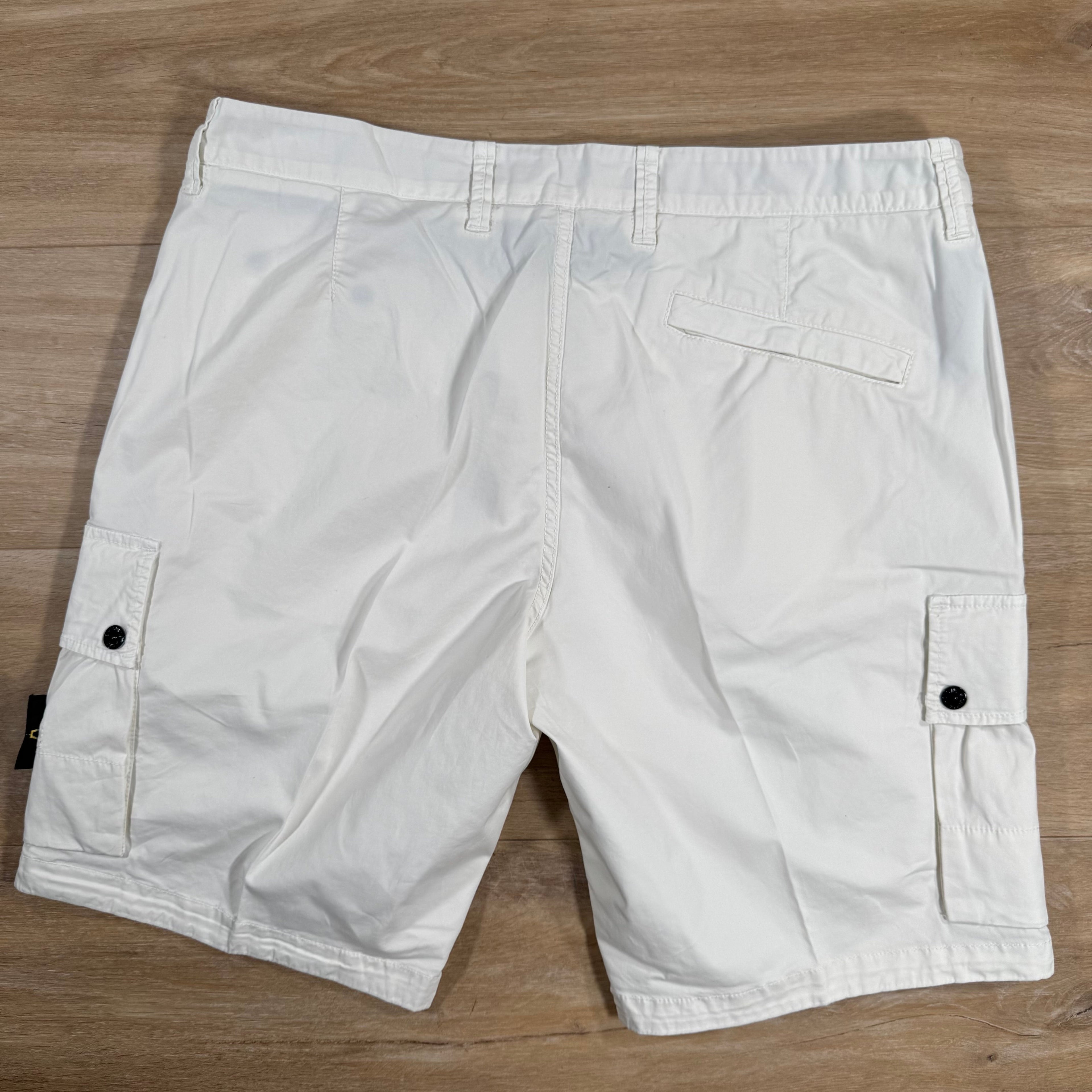 Stone Island Supima Twill Stretch-TC Cargo Bermuda Shorts in Ivory