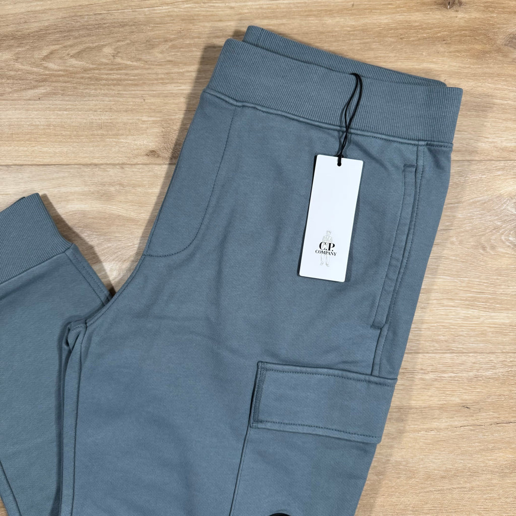 CP Company Diagonal Raised Fleece Lens Sweatpants in Stormy Weather - Blue