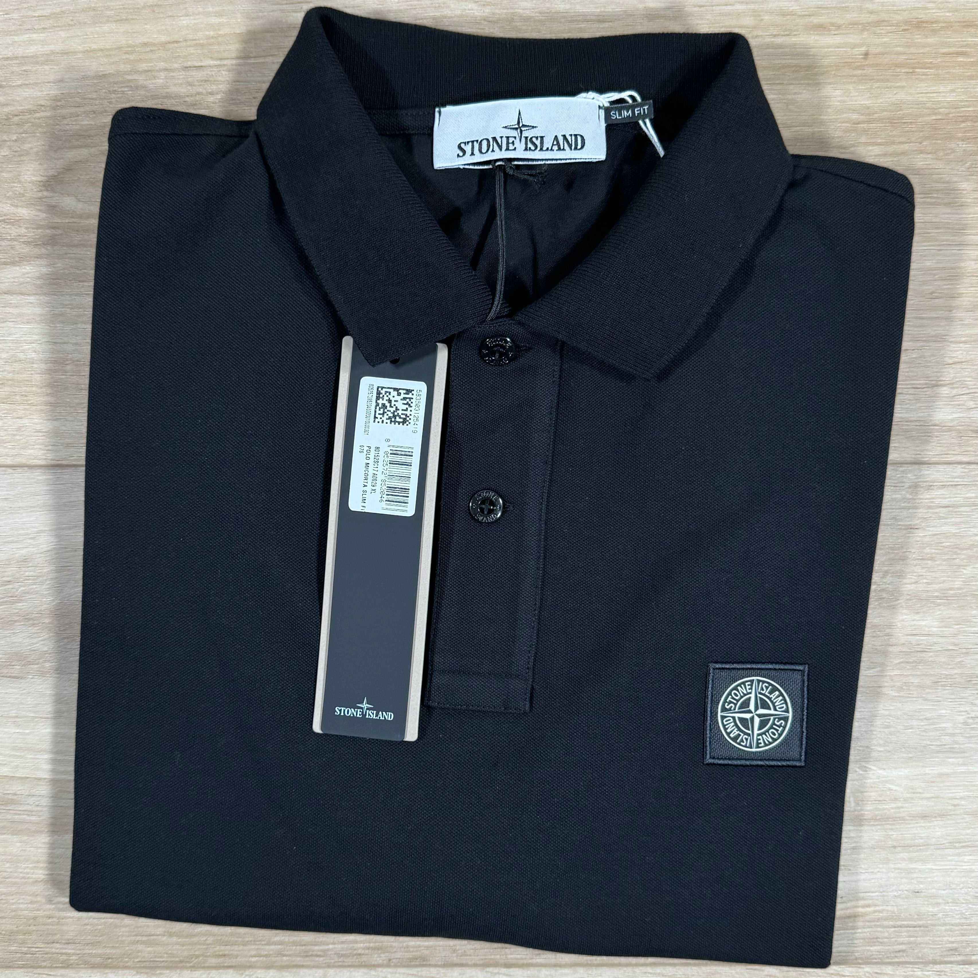 Stone Island Patch Logo Polo Shirt in Black