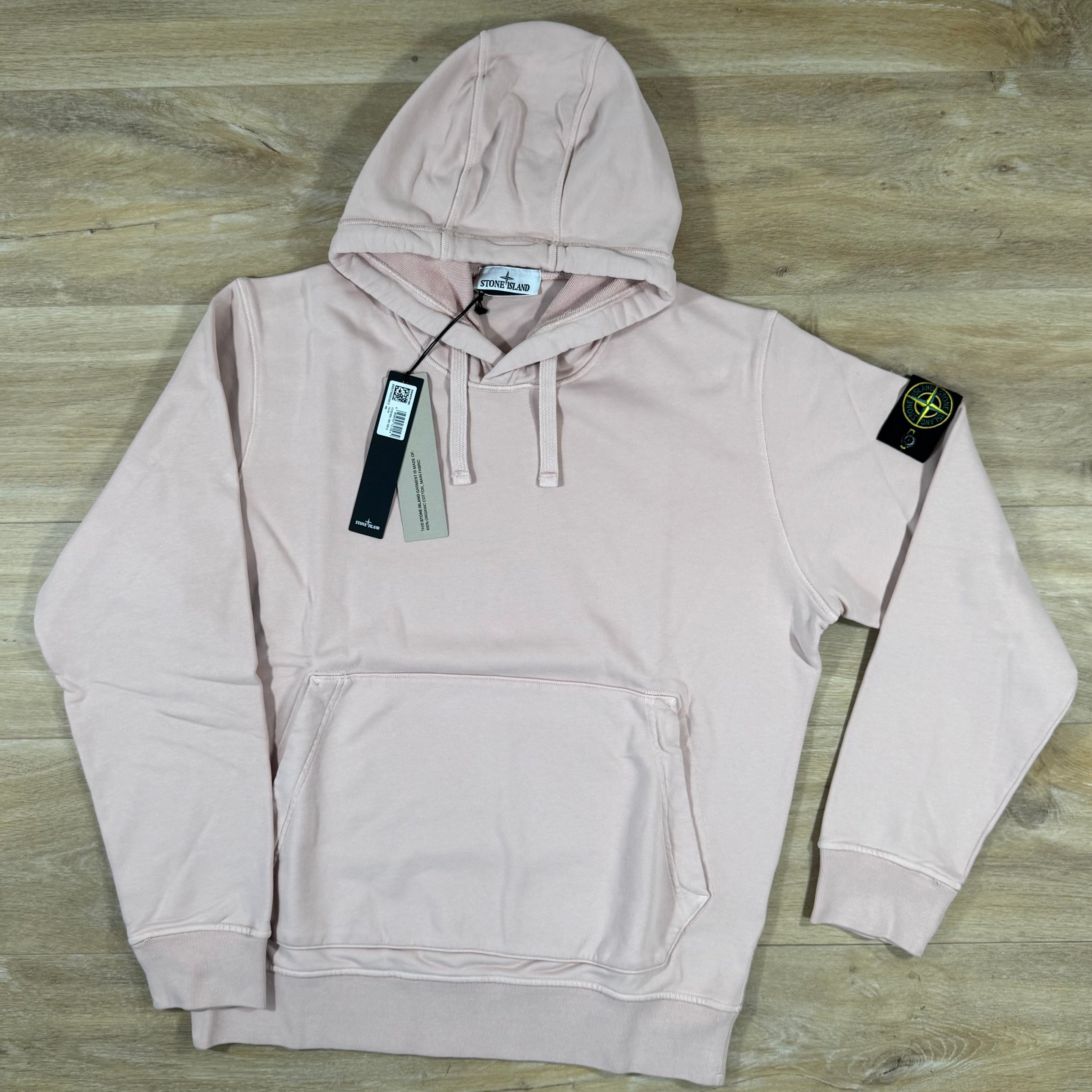 Stone Island Organic Cotton Fleece Pullover Hoodie in Antique Rose