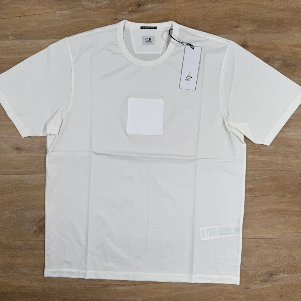 CP Company Metropolis Series Rubberized Logo T-Shirt in Gauze White