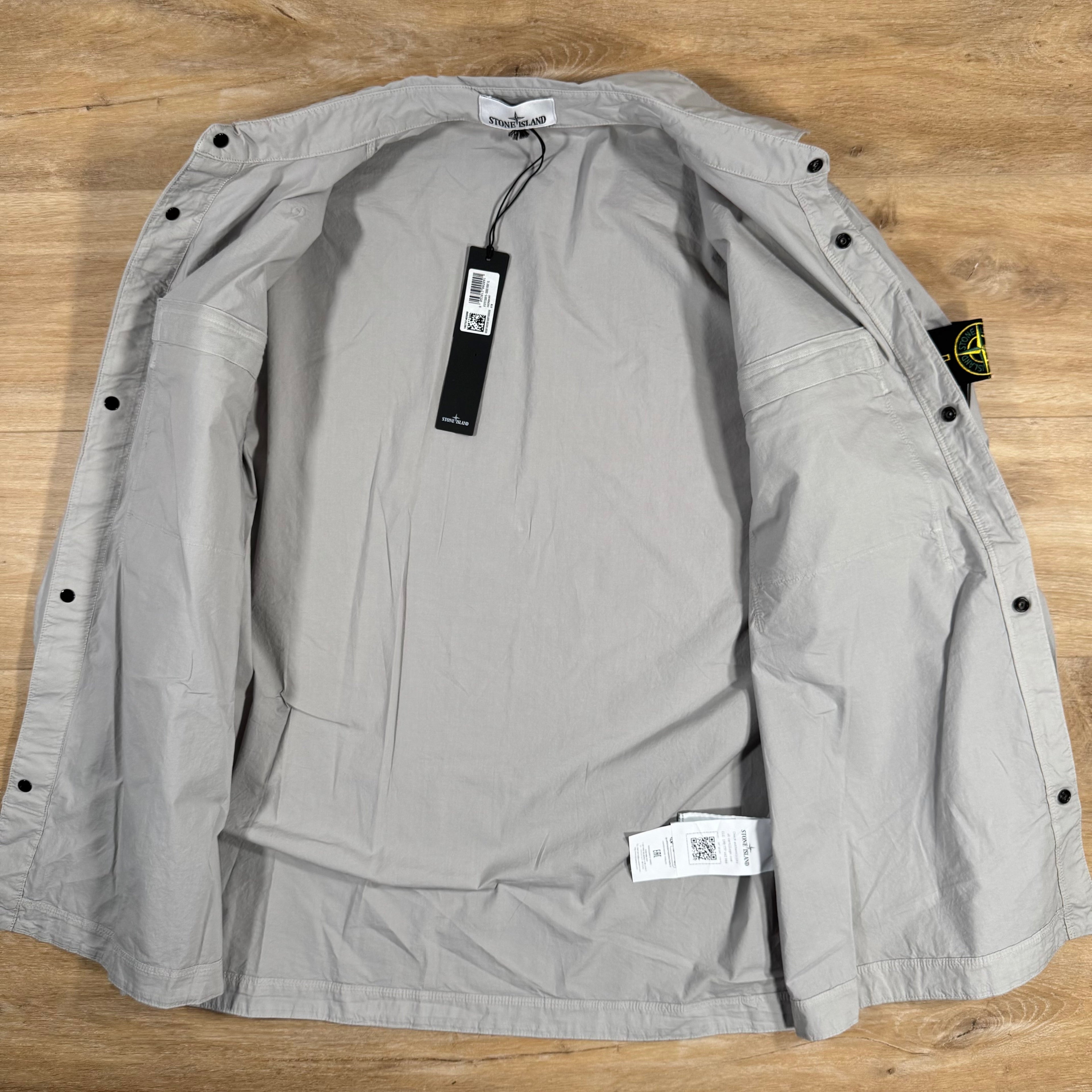 Stone Island Supima Twill Stretch-TC Overshirt in Pearl Grey