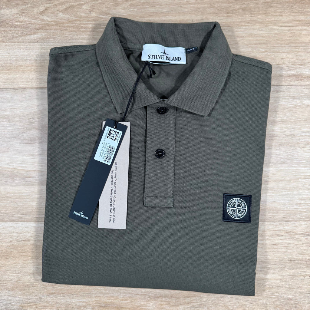 Stone Island Organic Cotton Pique Polo Shirt in Military Green