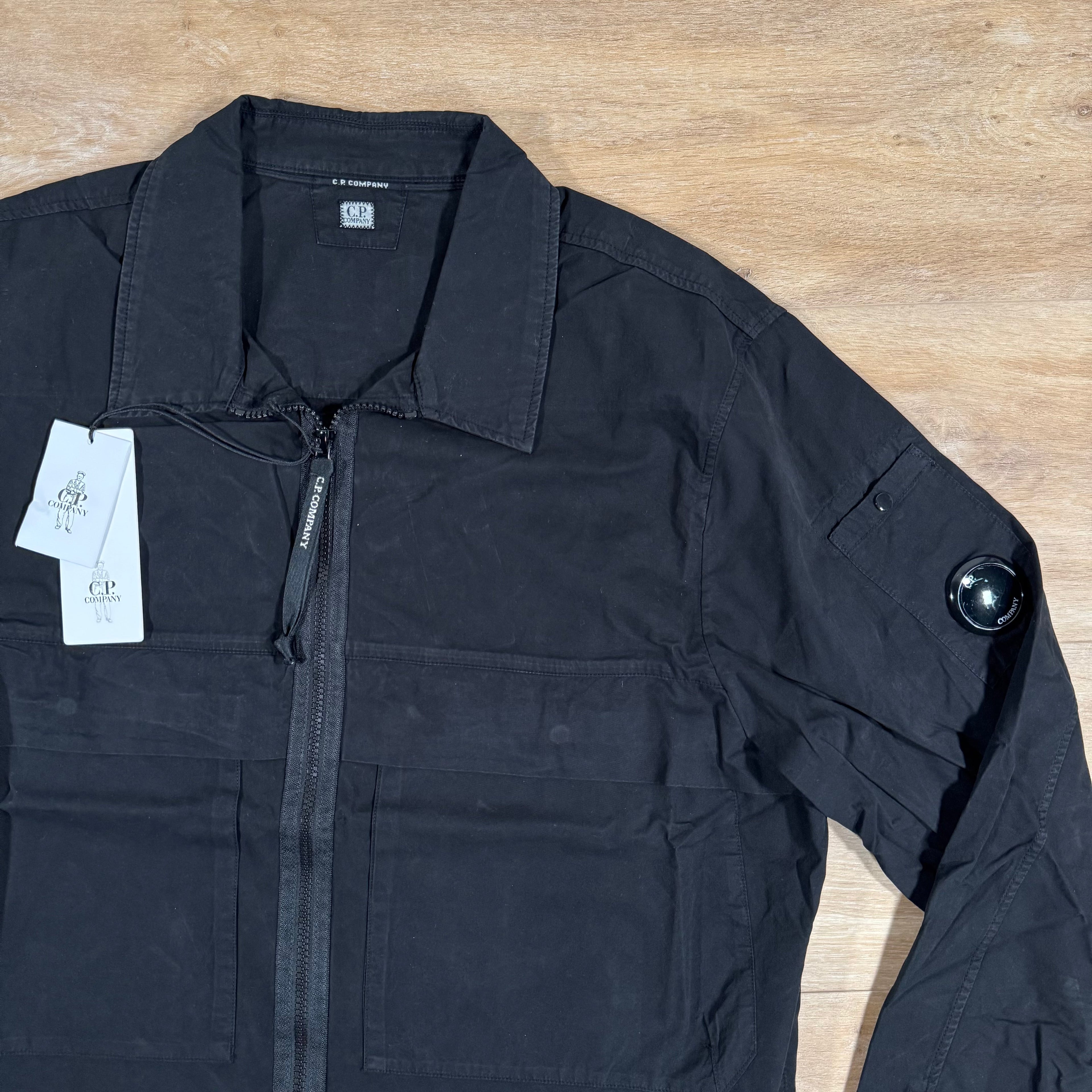 CP Company Gabardine Utility Lens Overshirt in Black
