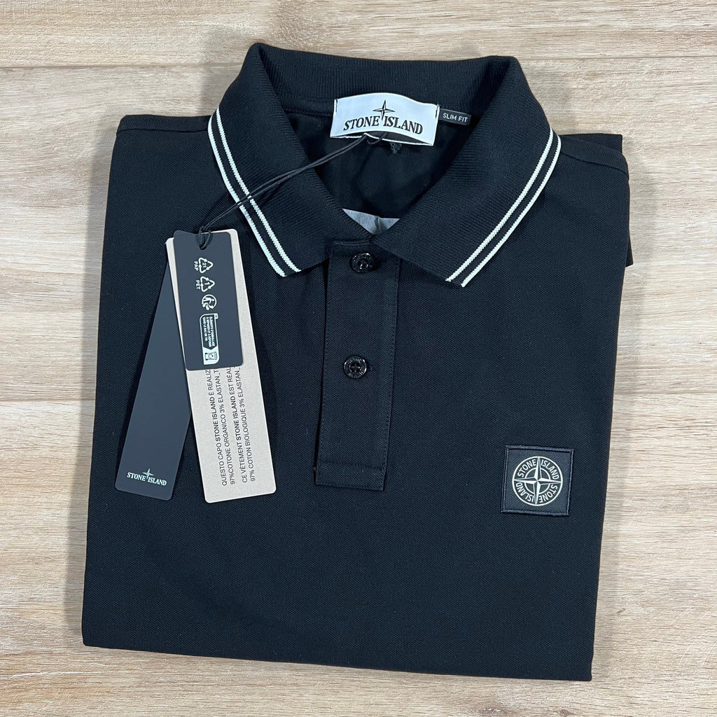 Stone Island Organic Cotton Pique Polo Shirt in Black