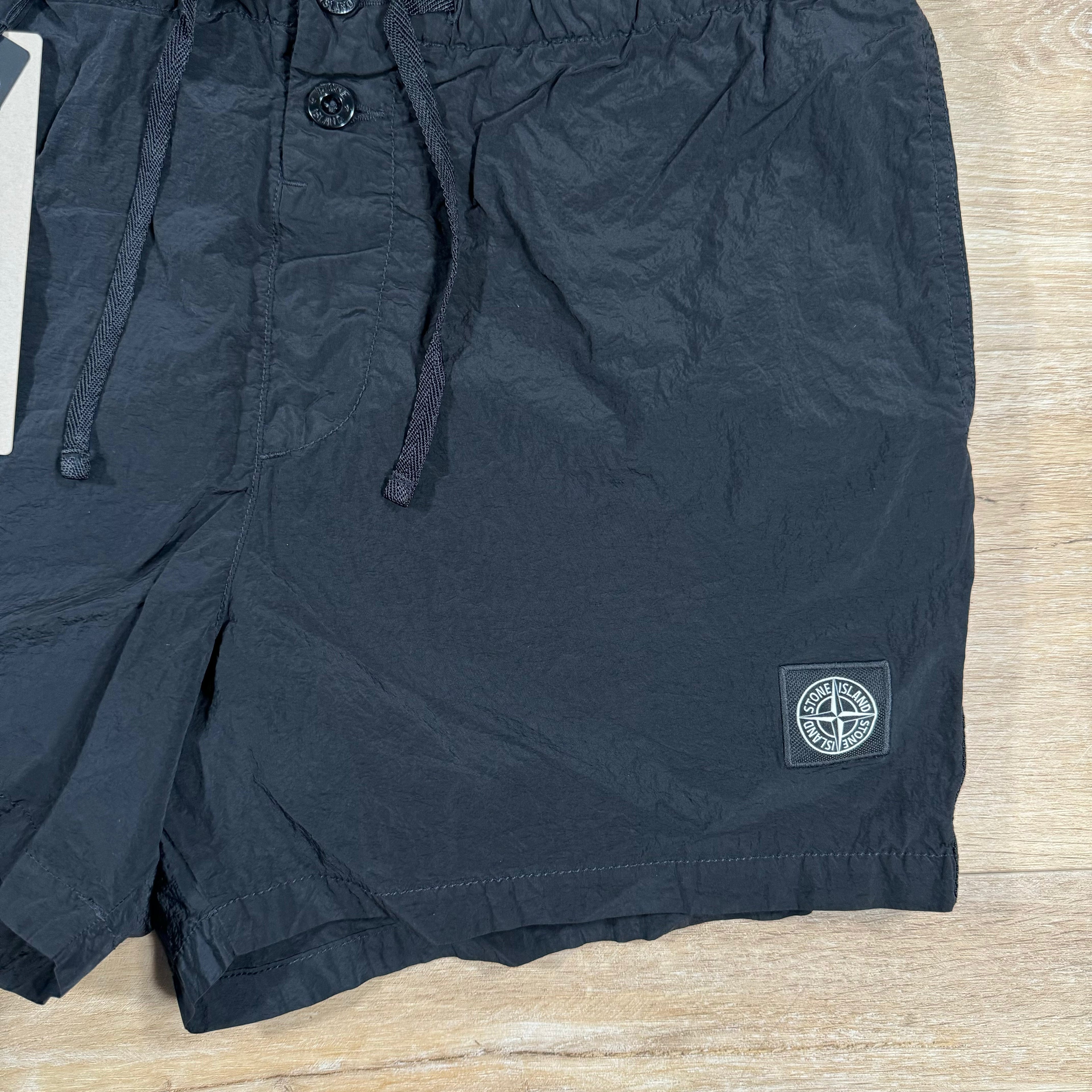 Stone Island Nylon Metal Button Swim Shorts in Black
