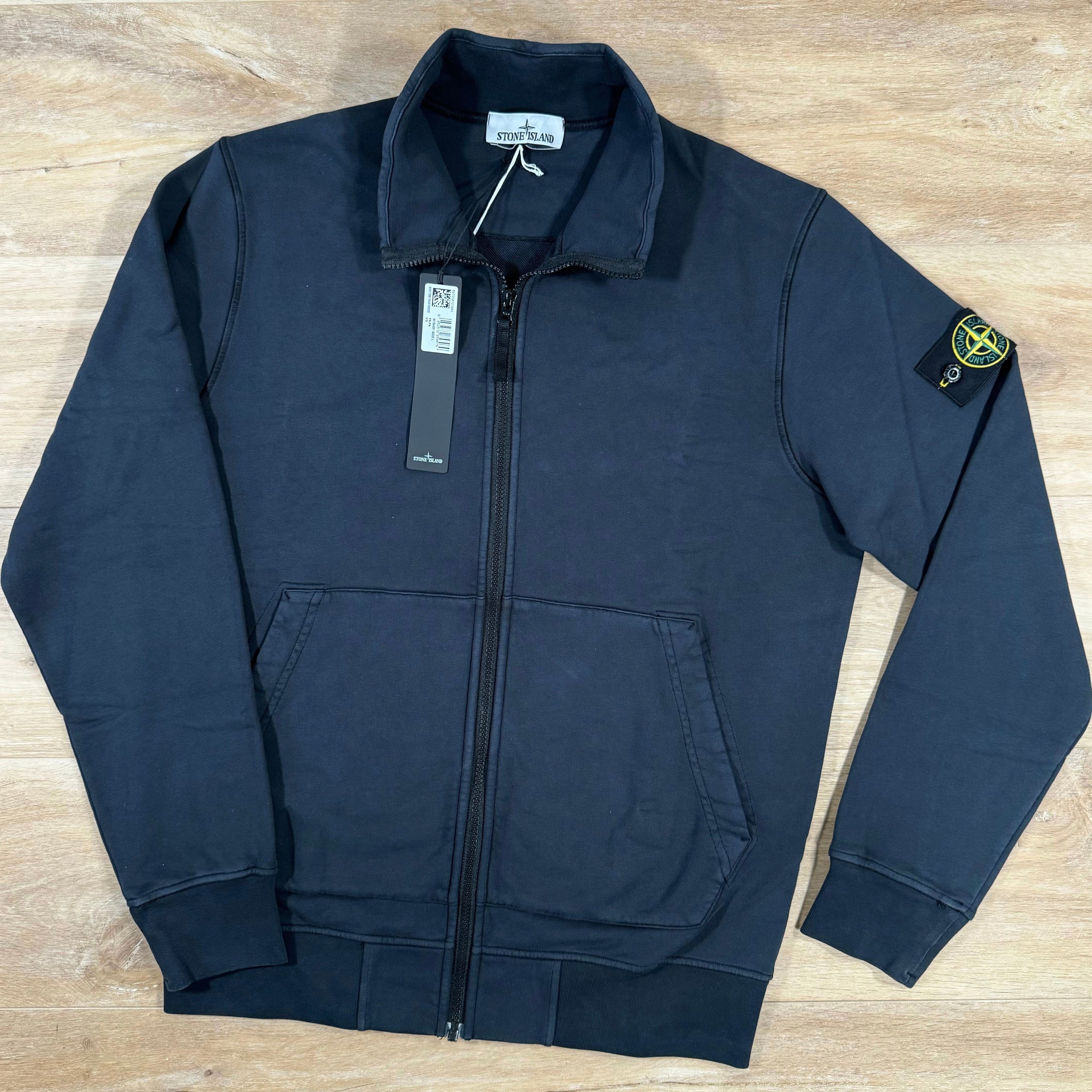 Stone Island Organic Cotton Full-Zip Sweatshirt in Navy
