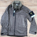 Stone Island Raw Linen Plated-OVD Jacket in Military Green