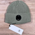 CP Company Extra Fine Merino Wool Lens Beanie in Tea - Green