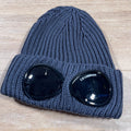 CP Company Extra Fine Merino Wool Goggle Beanie in Ebony