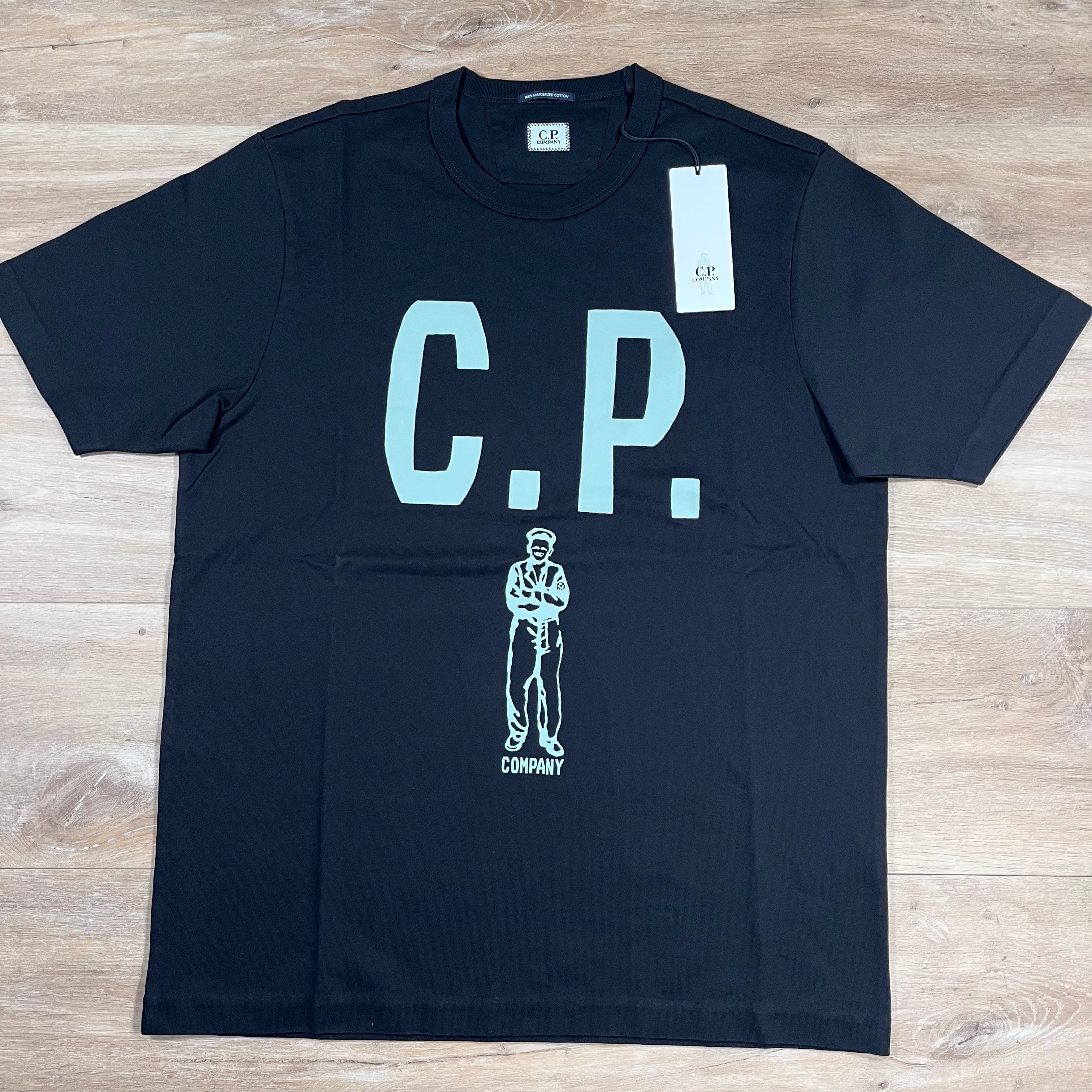 CP Company Mercerized 30/2 Jersey Sailor T-Shirt in Black