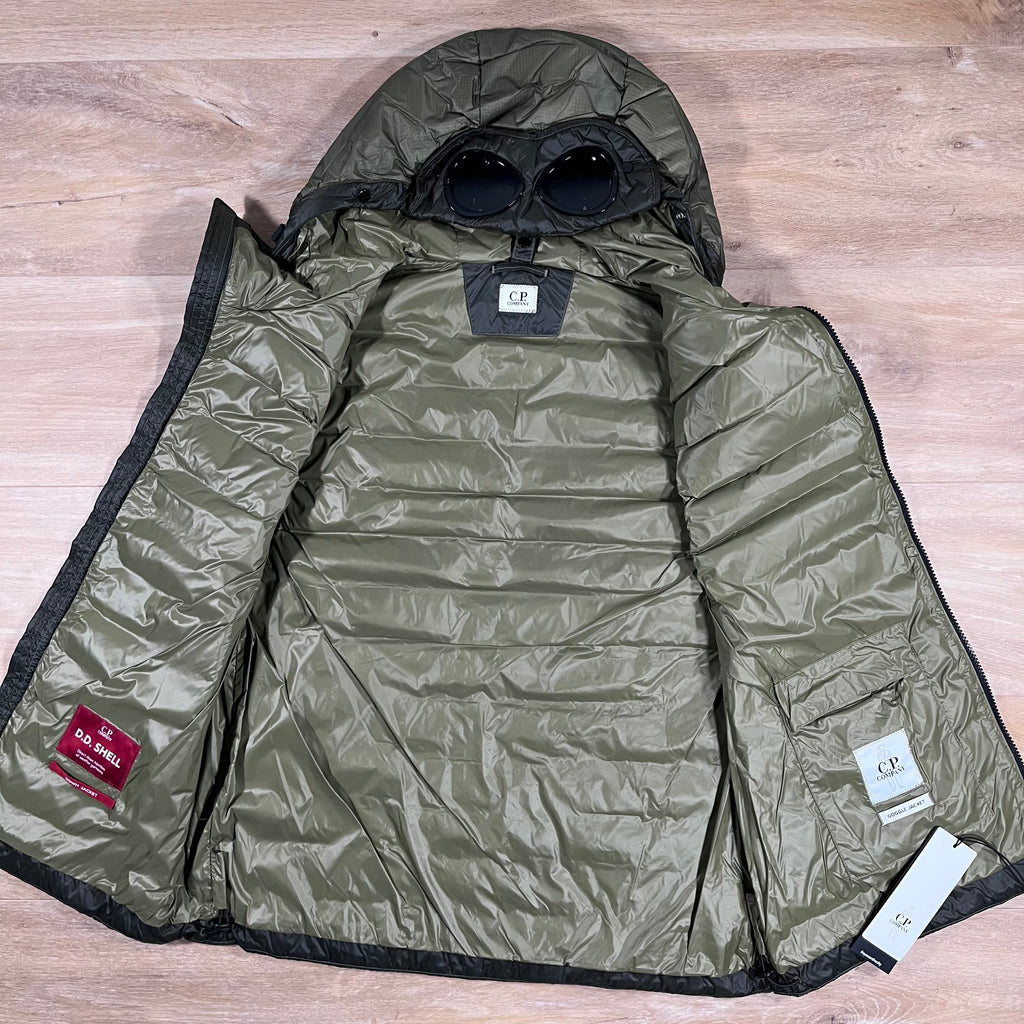 CP Company DD Shell Goggle Down Gilet in Elmwood Green