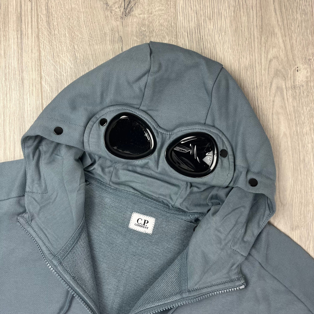 CP Company Raised Fleece Goggle Hoodie - Stormy