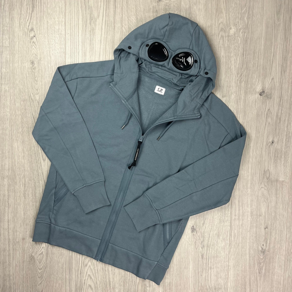 CP Company Raised Fleece Goggle Hoodie - Stormy