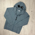 CP Company Raised Fleece Goggle Hoodie - Stormy