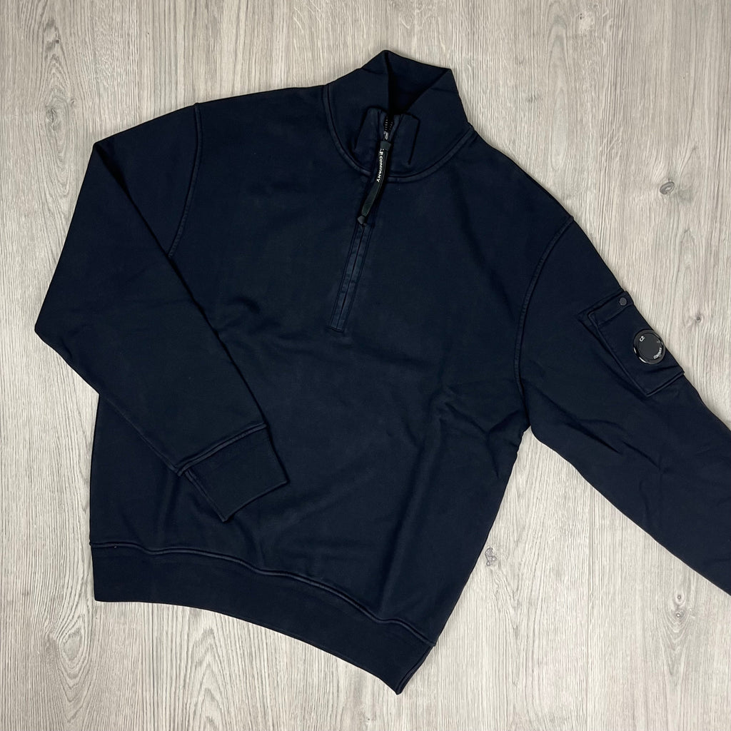 CP Company Raised Fleece Zip Sweatshirt - Navy