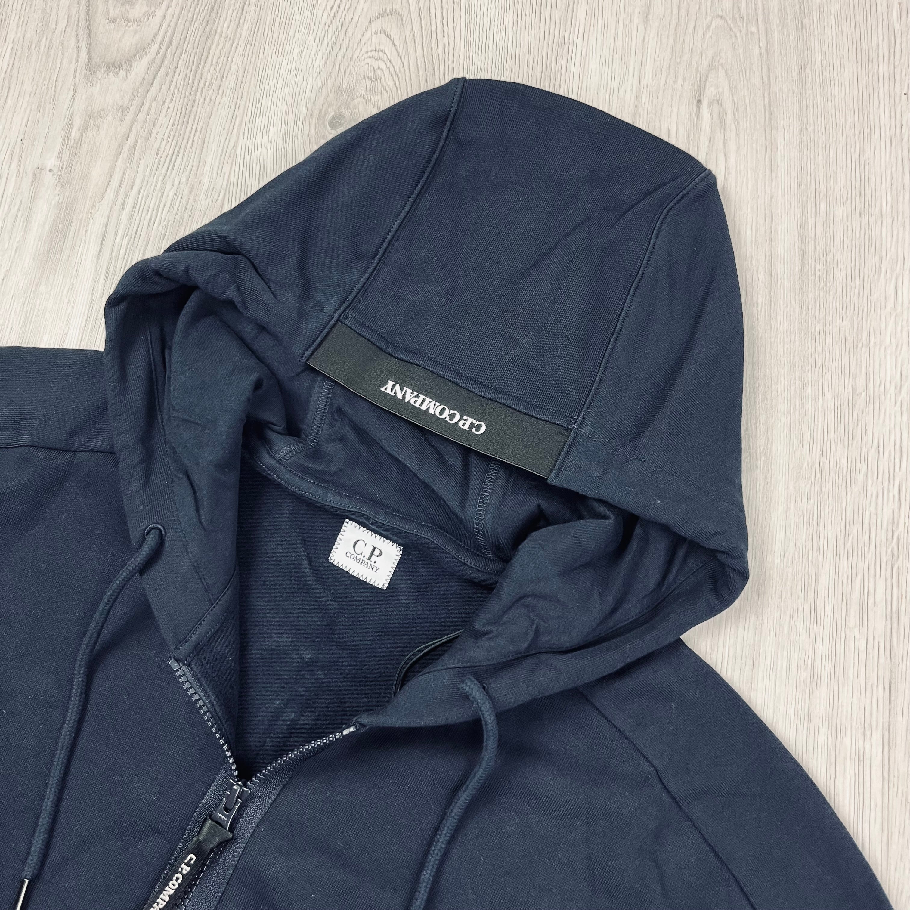 CP Company Raised Fleece Zip Hoodie - Navy