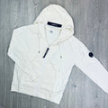 CP Company Raised Fleece Zip Hoodie - White