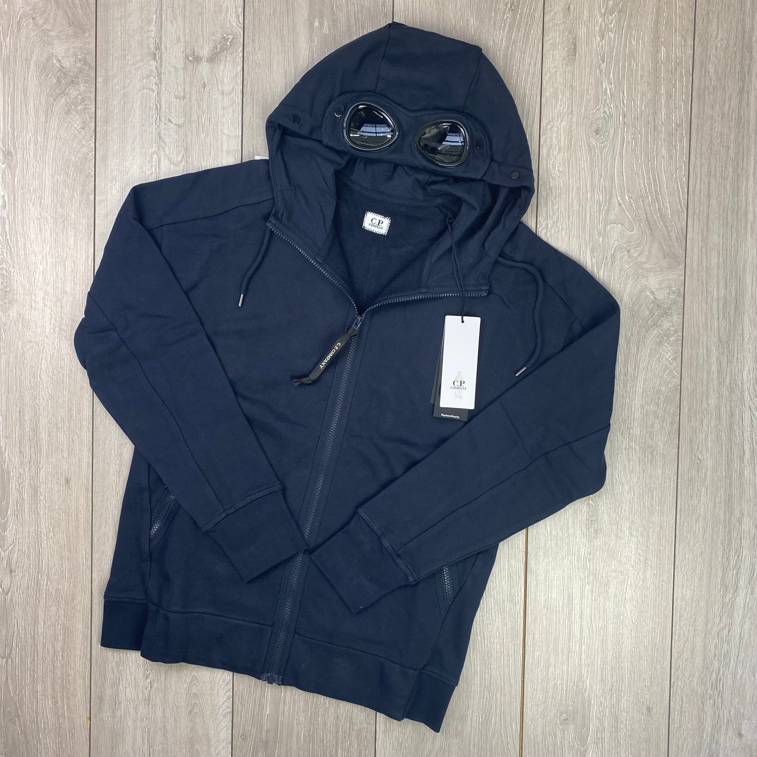 CP Company Raised Fleece Goggle Hoodie - Navy